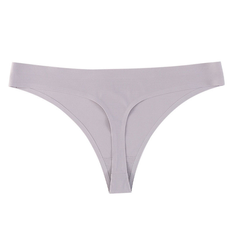 One Piece Non-marking Threaded Cotton Crotch Low-rise Thong
