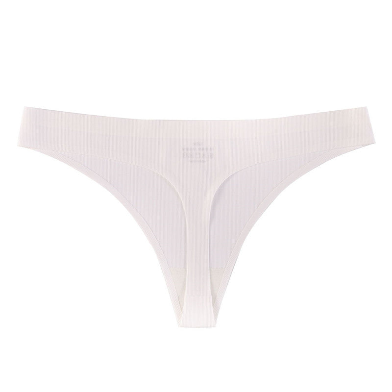 One Piece Non-marking Threaded Cotton Crotch Low-rise Thong