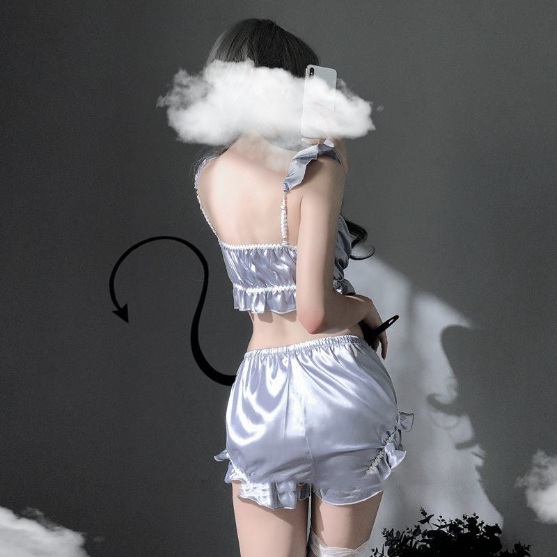 Room Palace Girl Sexy Homewear Summer Ice Silk Lace Cute Thin Sling Pajamas