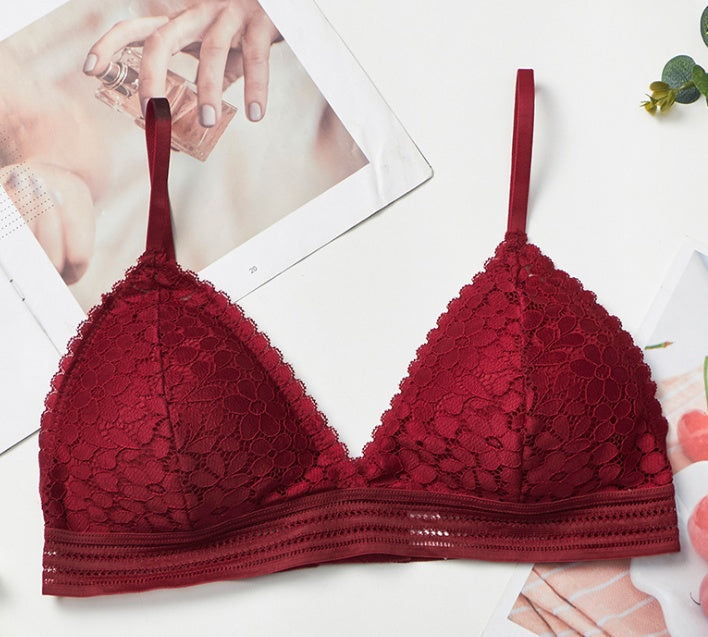 French underwear women's thin steel bra without steel ring flat chest