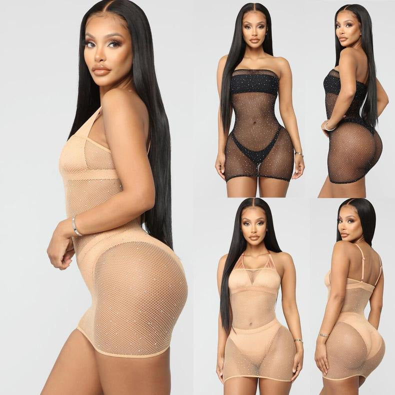 Wrapped Chest Hot Diamond Sexy Lingerie Point Diamond Starry Net Uniform Temptation