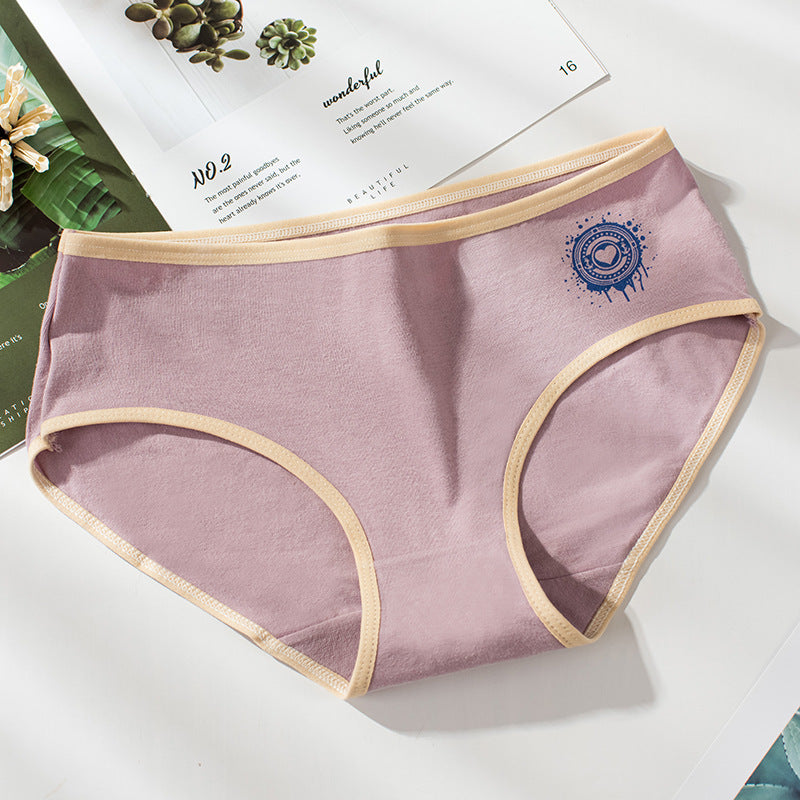 Women's Printed Heart-shaped Combination Underwear Pure Cotton All Cotton