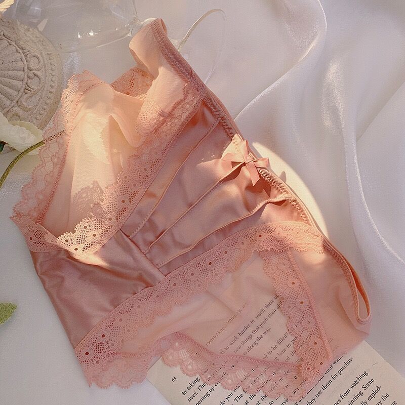 Vintage Satin Ice Silk Sexy Underwear Mesh Ladies