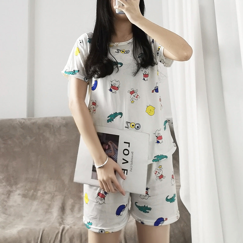 Sleeve shorts two-piece pajamas home service