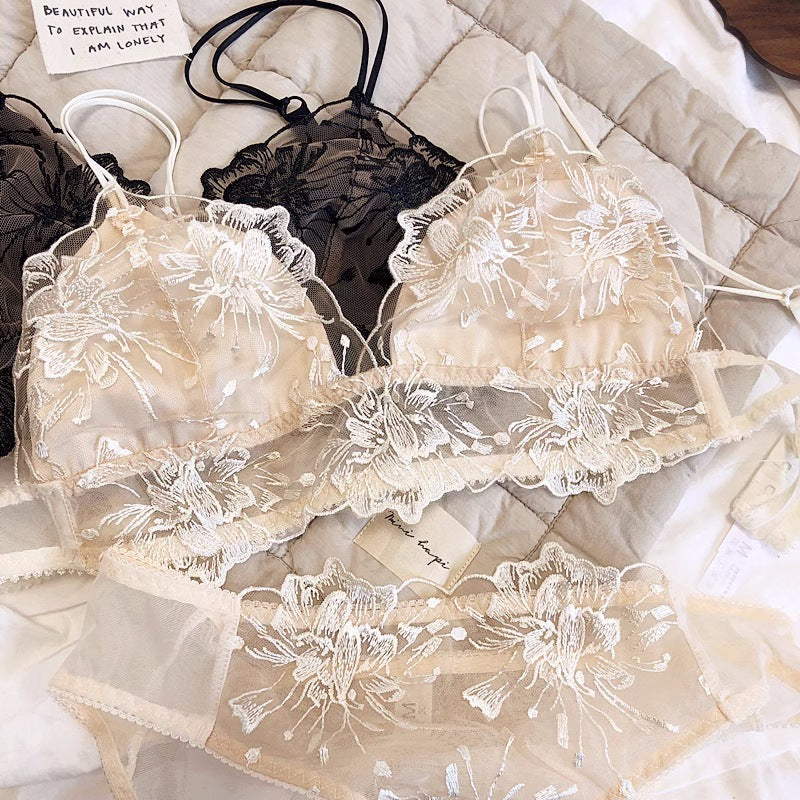 French Underwear Suit Women's Big Chest And Small Push Up