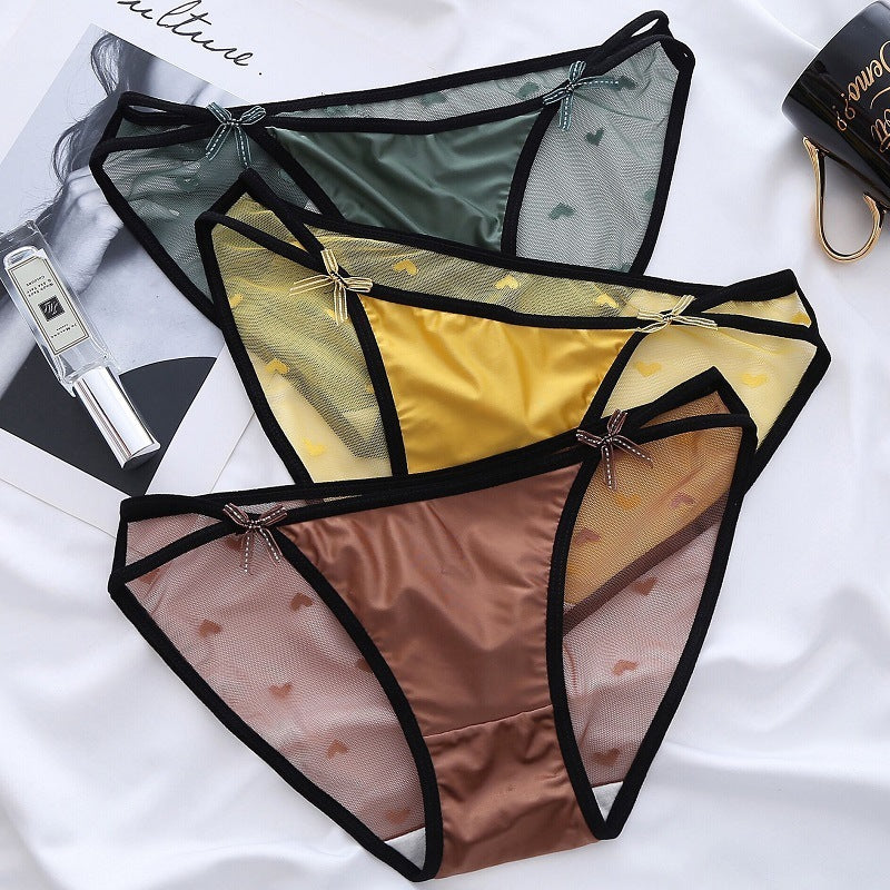 Mesh Lace-up Bow Briefs Low-rise Shorts
