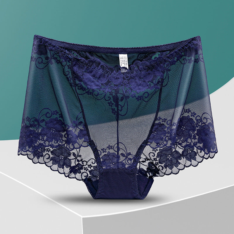 Women's Lace High Waist Hollow Out See-through Underwear