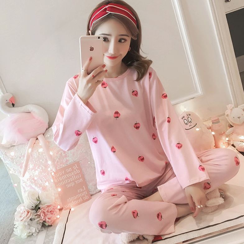 Loose Long-sleeved Two-piece Home Women's Pajamas Homewear Suit
