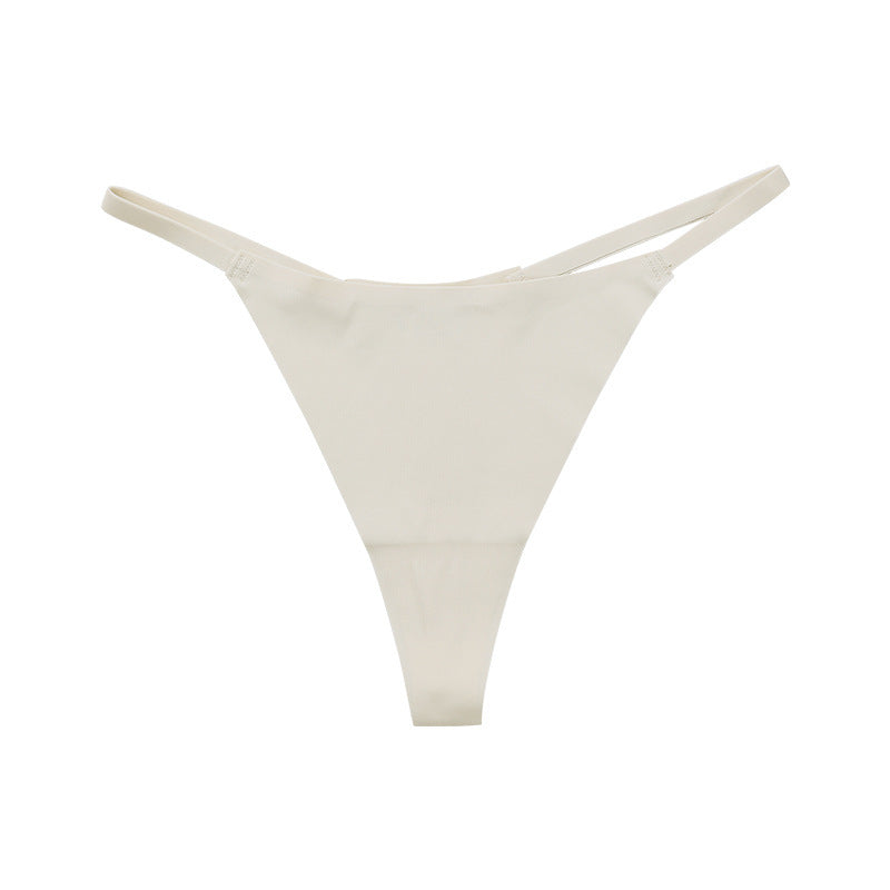 Low Waist Ice Silk Seamless T-back Female Cotton Crotch T-back