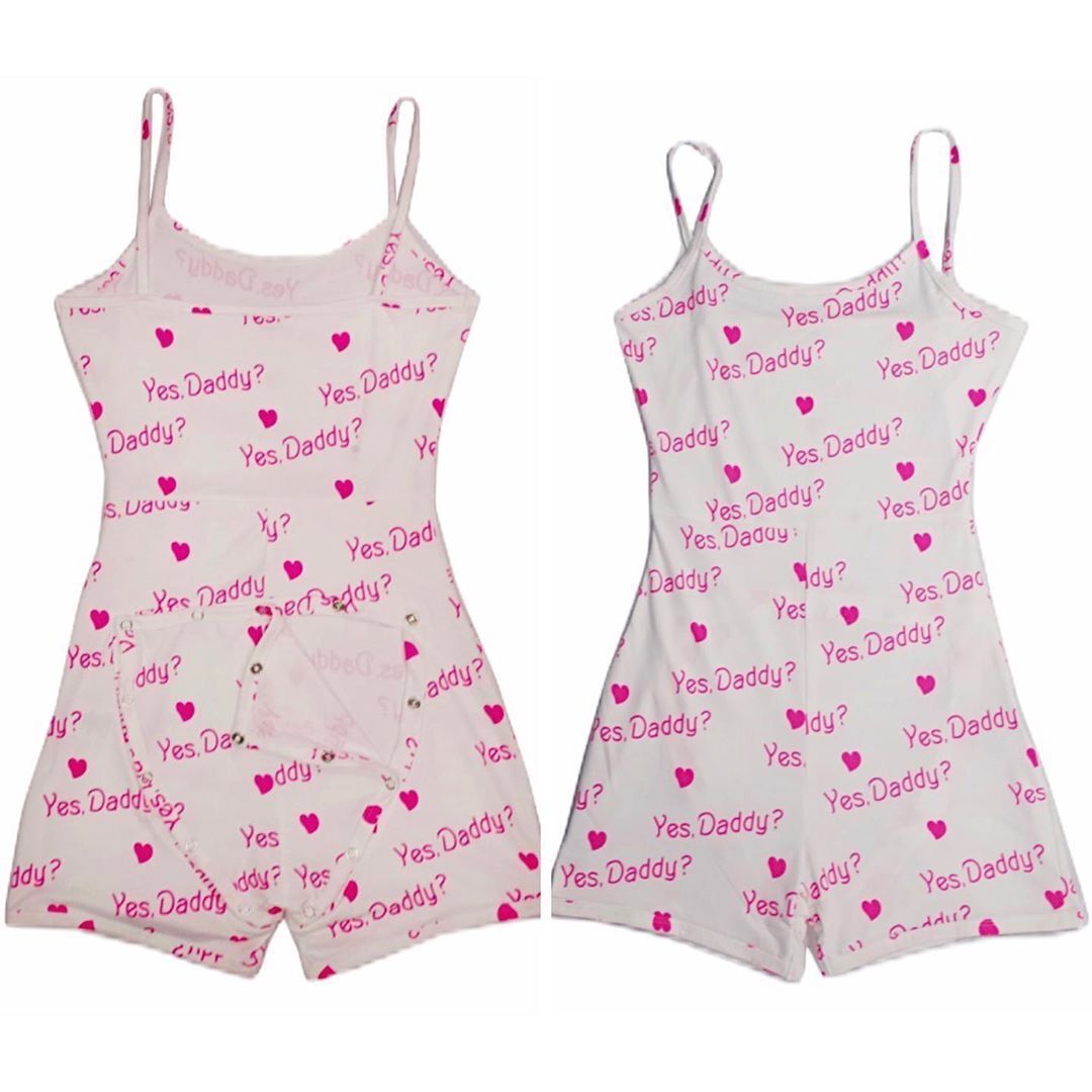 Sling Adjustable Functional Button Printing Adult Female Pajamas