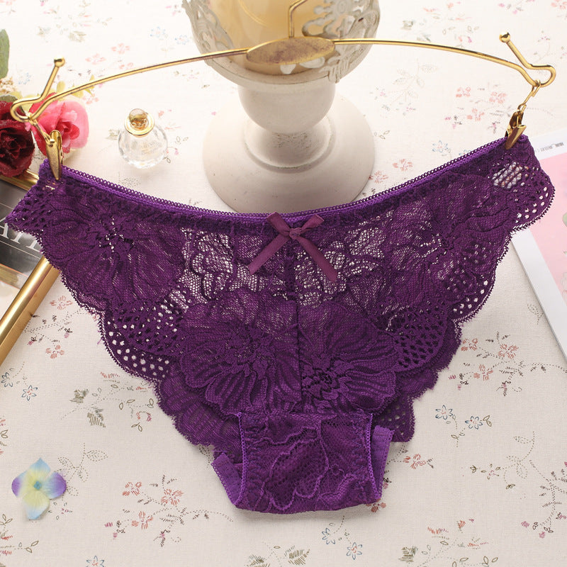 Women's Underwear Cotton Crotch Low Waist Ultra-thin Transparent Lace
