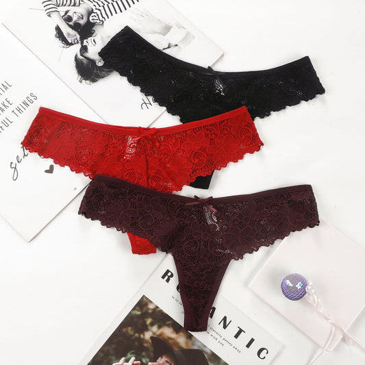 European And American Style Sexy Lace Underwear Hot And Sexy Low Waist Plus Size Traceless Lace