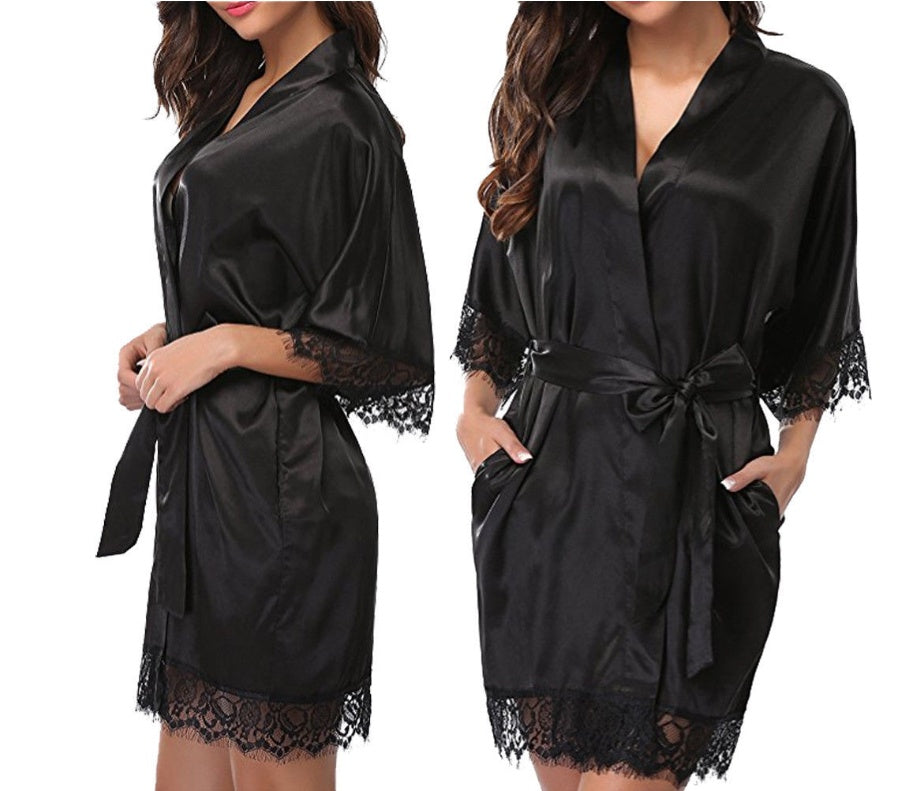 Sexy Faux Ice Silk Plus Size Nightgown