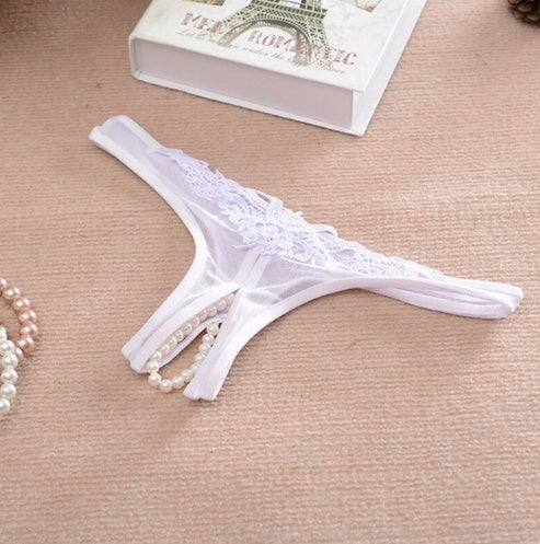 Low Rise Woman Panties, Lace  Crotch String Bead Massage Temptation Briefs Ondergoed Ladies, Erotic Lingerie Sexy Underwear