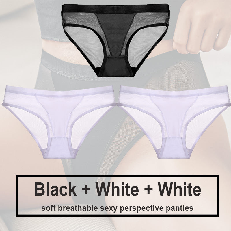 Low Waist Mesh Solid Color Briefs