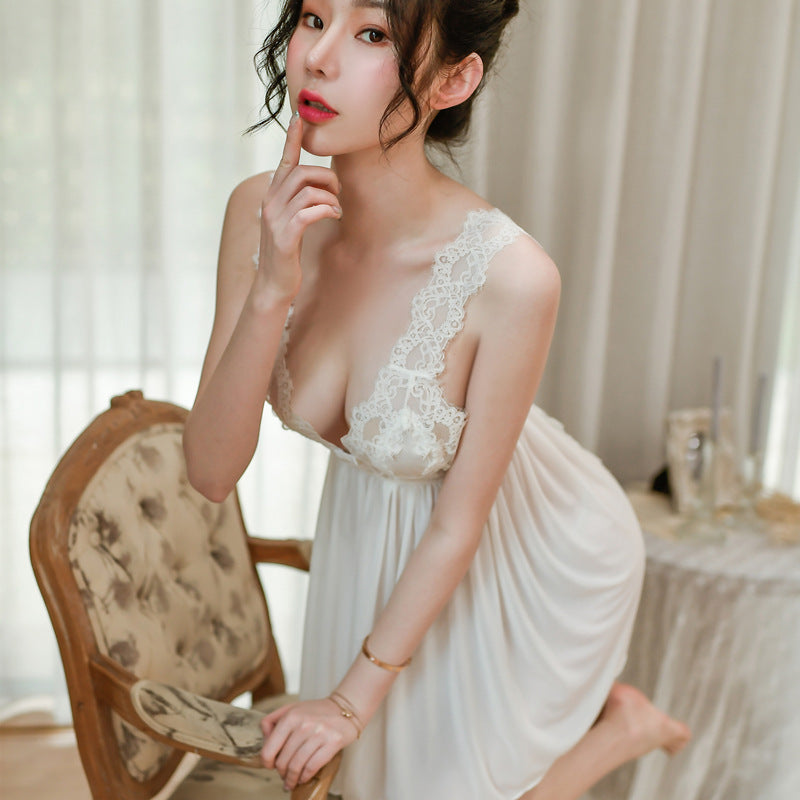 Black Suspender Belt Sleep Skirt Ice Silk Sexy Bed Private Lovers Short Lace