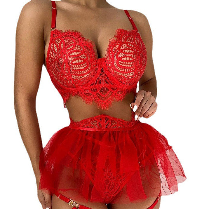 Women's Fashion Simple Lace Mesh Underwear Suit