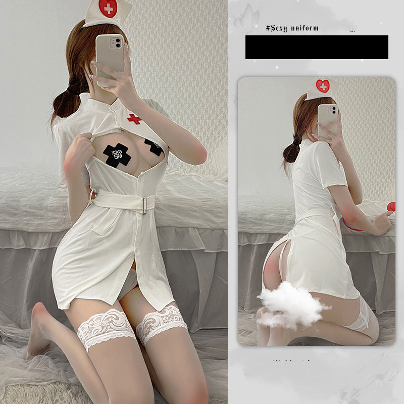 Nurse Uniform Temptation Exposed Breasts Small Breasts Big Girl