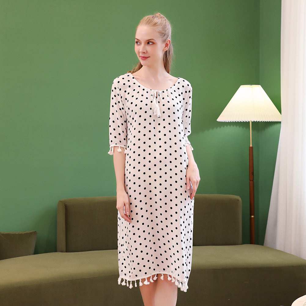 Simple Polka Dot Girlfriends Nightdress Pajama Set