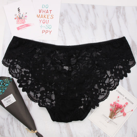Transparent mesh lace seamless underwear