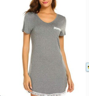 Women's Pocket Lace Cotton Pajamas