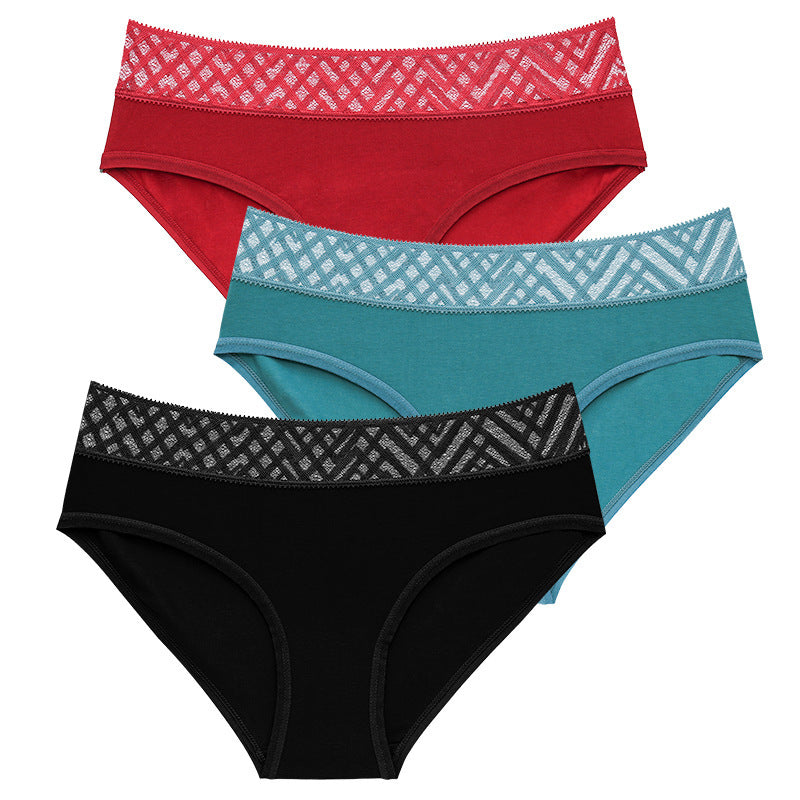 Medium and low waist underwear with lace trim
