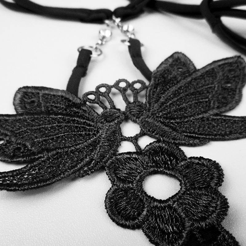 T-back Sexy Embroidery Low Waist Metal Buckle