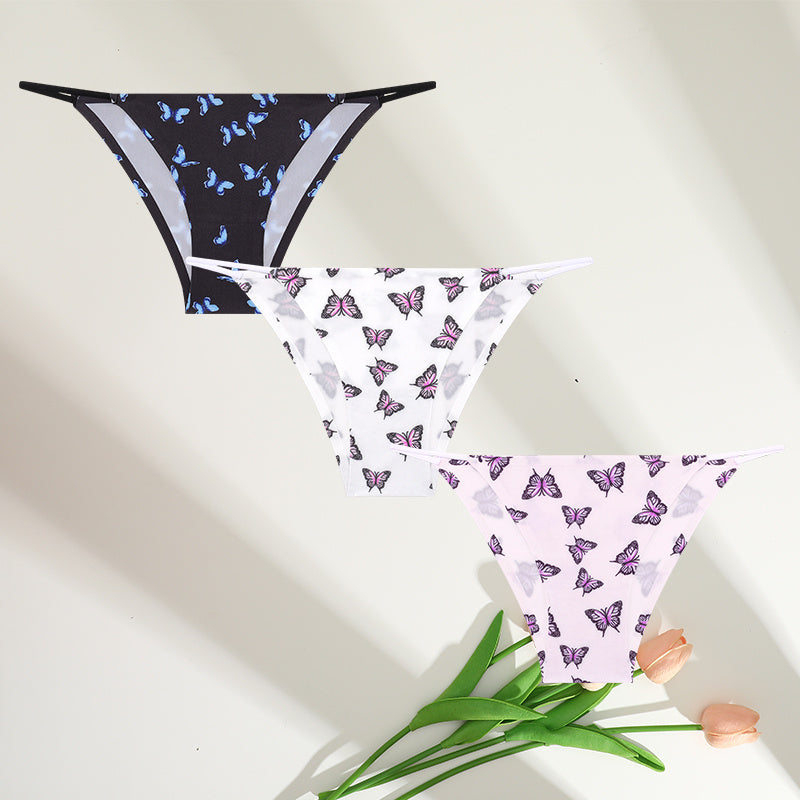 Women's Leopard Print Ice Silk Low Waist Briefs
