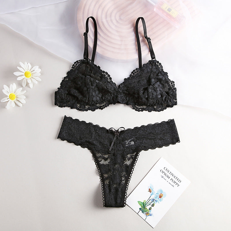 Lightweight Lace Bra Set Sexy Transparent Without Steel Ring