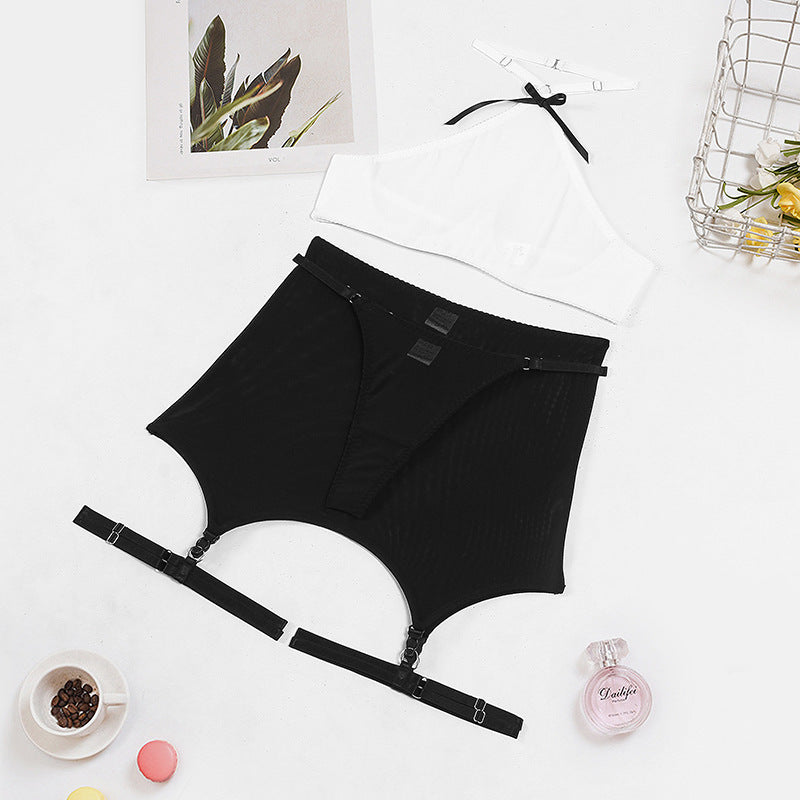 Passion Sheer Mesh Short Skirt Four-piece Set