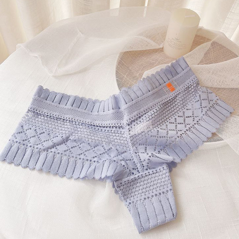See-through Sexy Low-waist Briefs With Lace Edges
