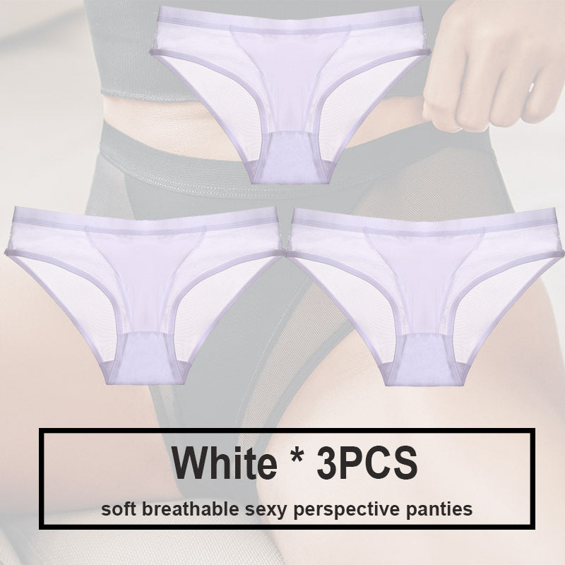 Low Waist Mesh Solid Color Briefs