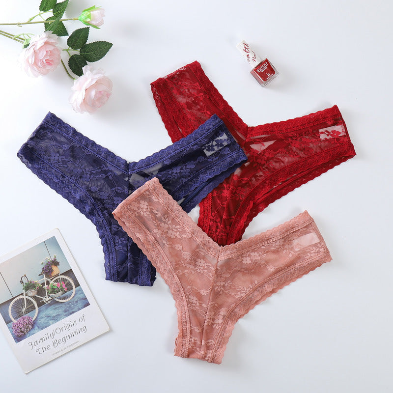 Lace Underwear Cotton Crotch Hollow Women's
