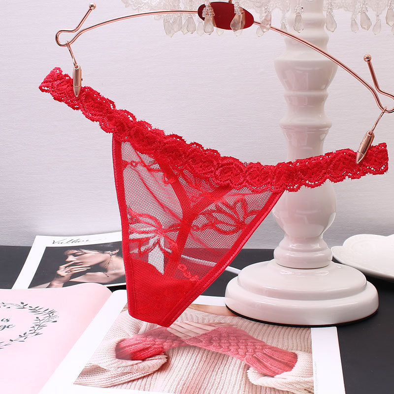 Women's Thong Transparent Seamless Seductive Lace Pure Color