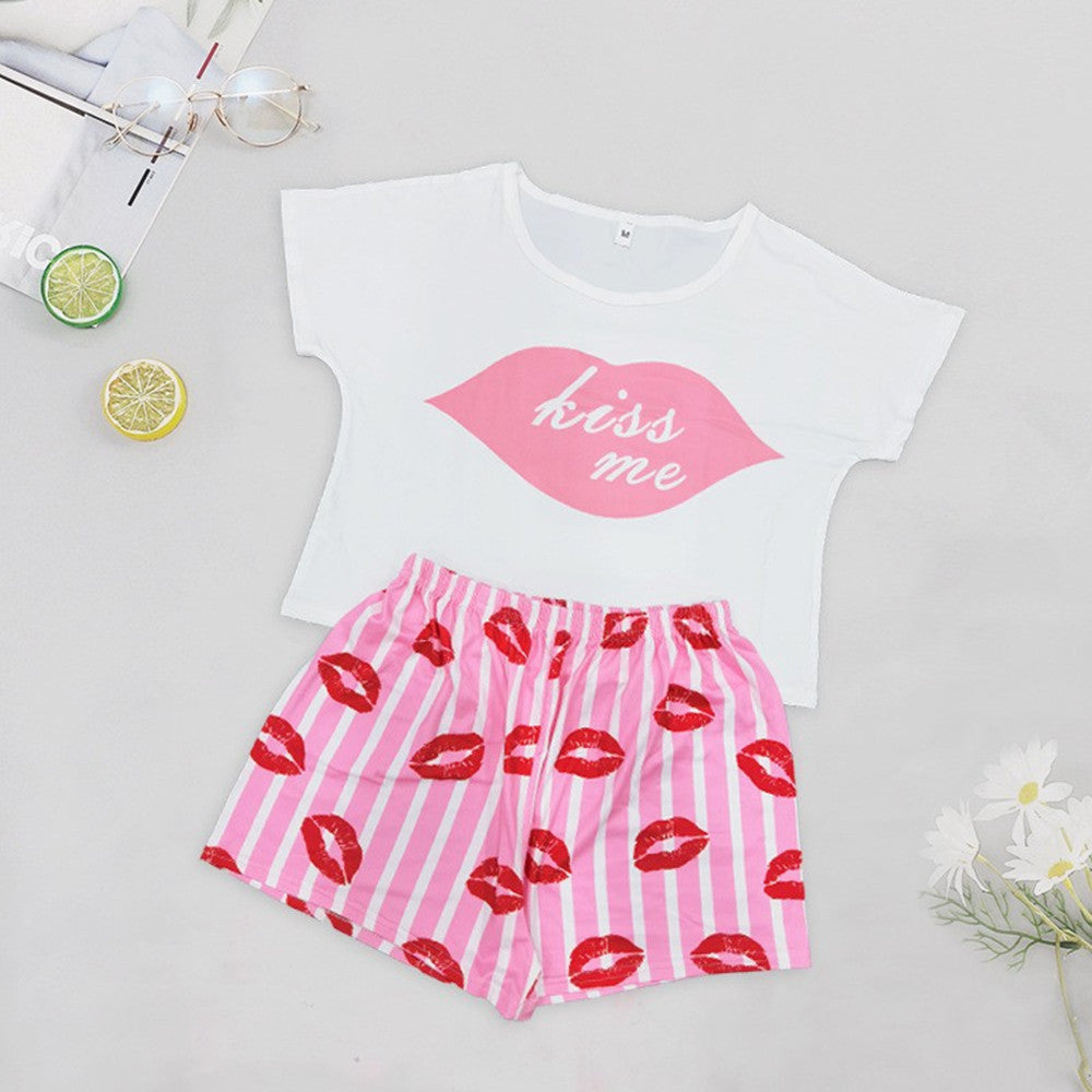 Ladies Vest Short Sleeve Shorts Cotton Pajama Set