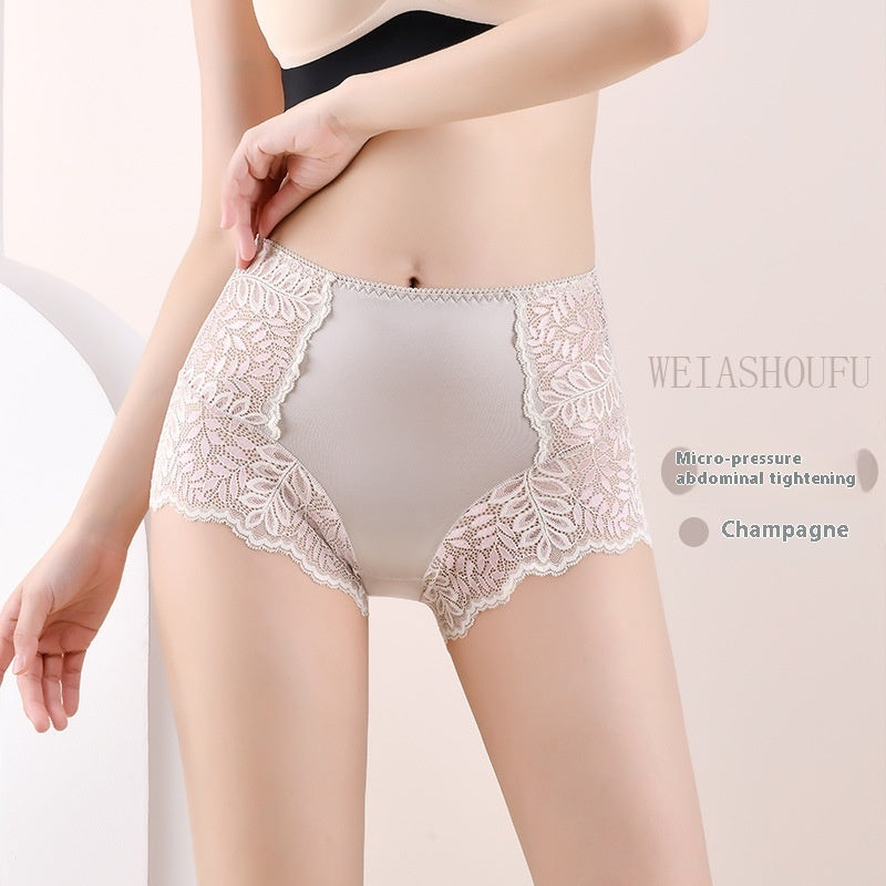 Lace Hollow Seamless Underwear Women's Antibacterial Breathable Cotton Crotch High Waist Hip Lift Briefs