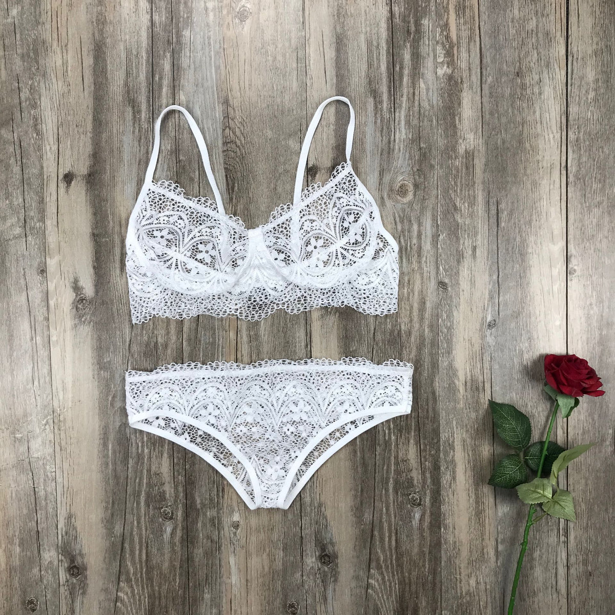 Lace Underwear Set Solid Color Female Two-piece Suit