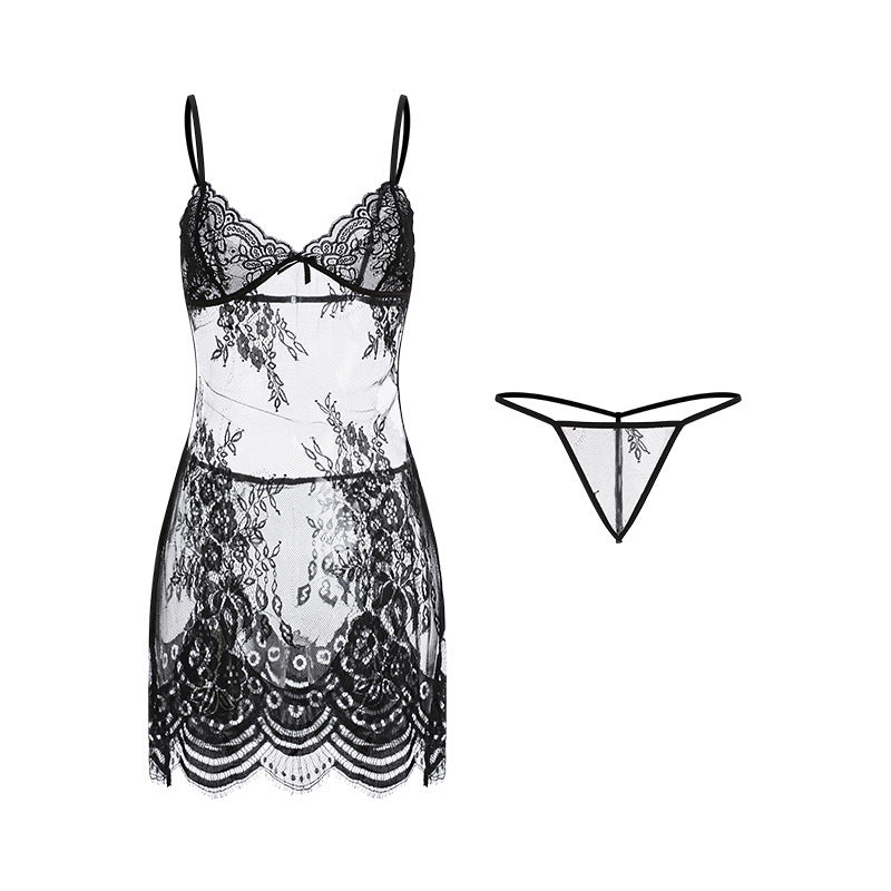Backless Seductive Pajamas Perspective Suspenders Nightgown