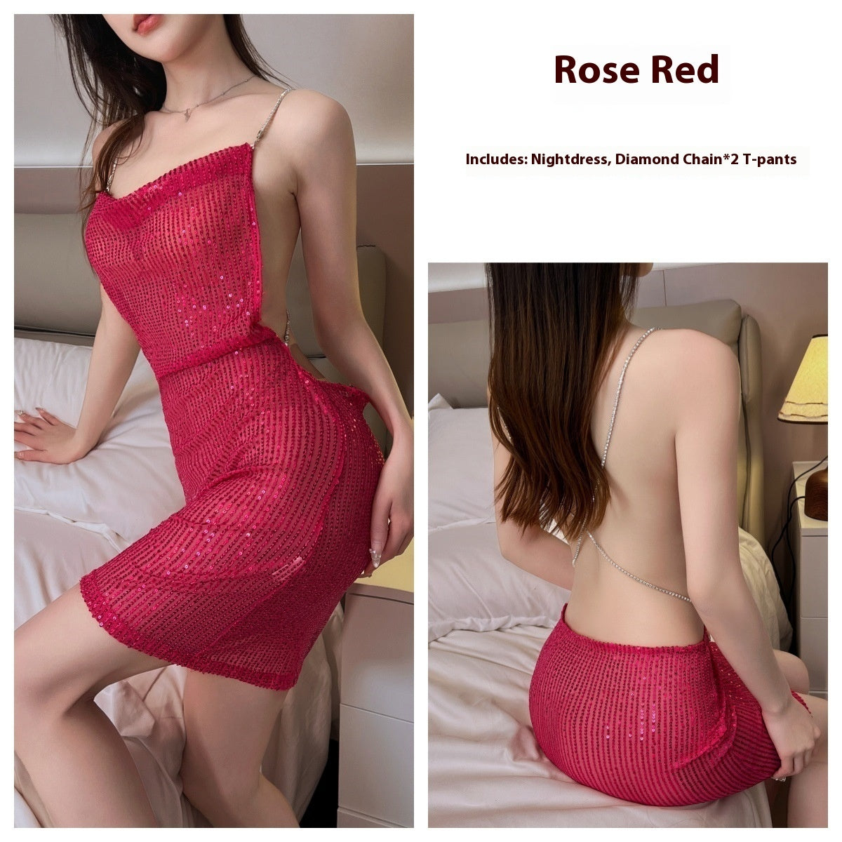 Women's Sexy No Back Pajamas Suspenders