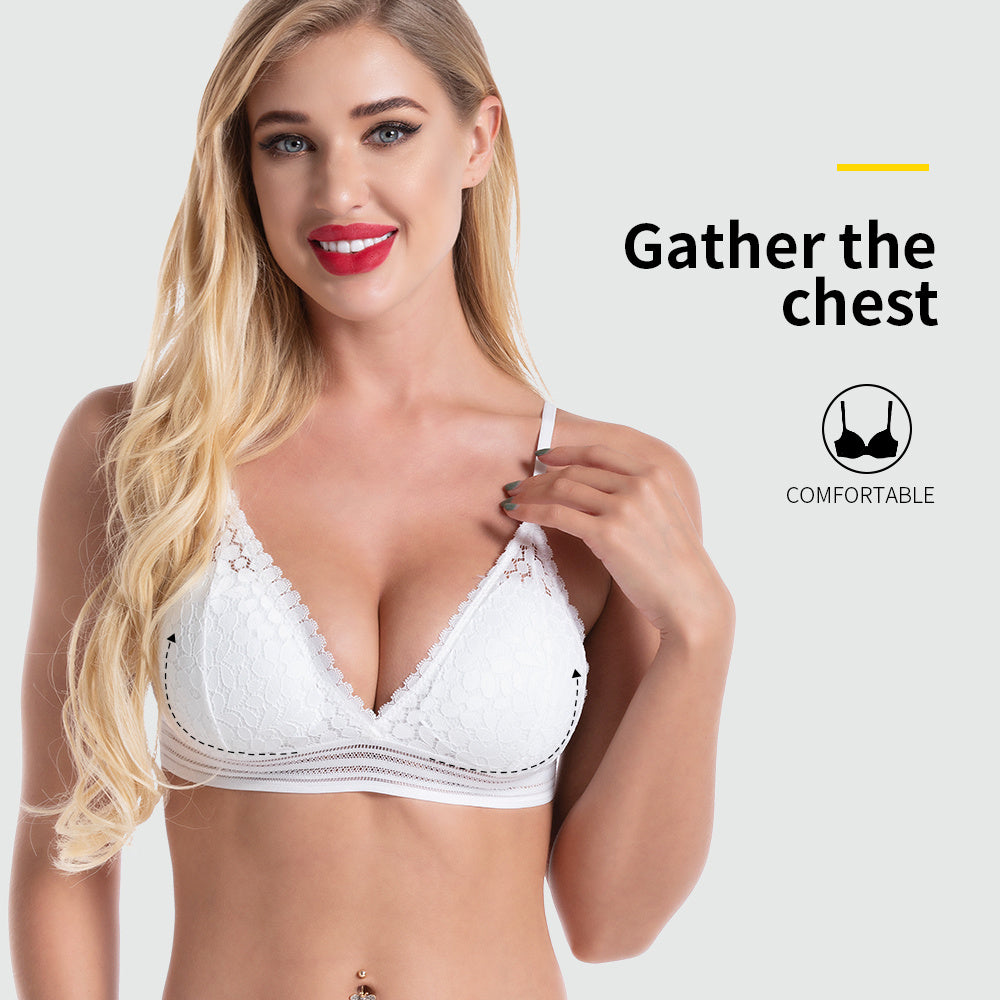 French underwear women's thin steel bra without steel ring flat chest