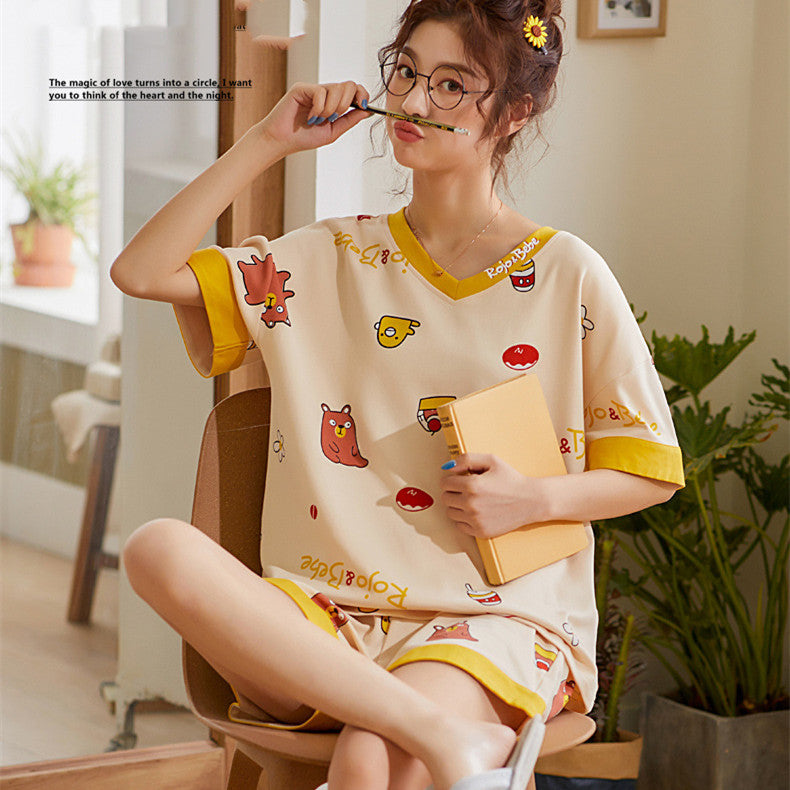 Female summer pajamas two-piece suit