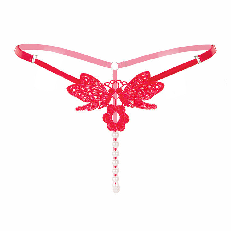 Luxury Embroidered Pearl Sexy Panties Ladies Transparent