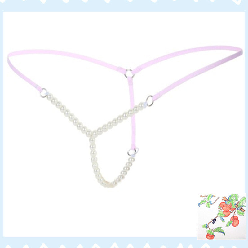Women's Transparent Beads Hip-exposed T-back Underwear