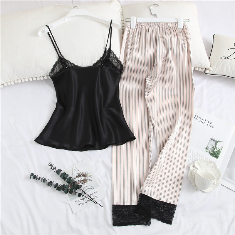 Lace sling stripe home service suit women