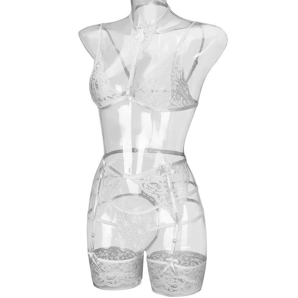 Women's Lace Perspective Three-point Leg Loop Sexy Underwear
