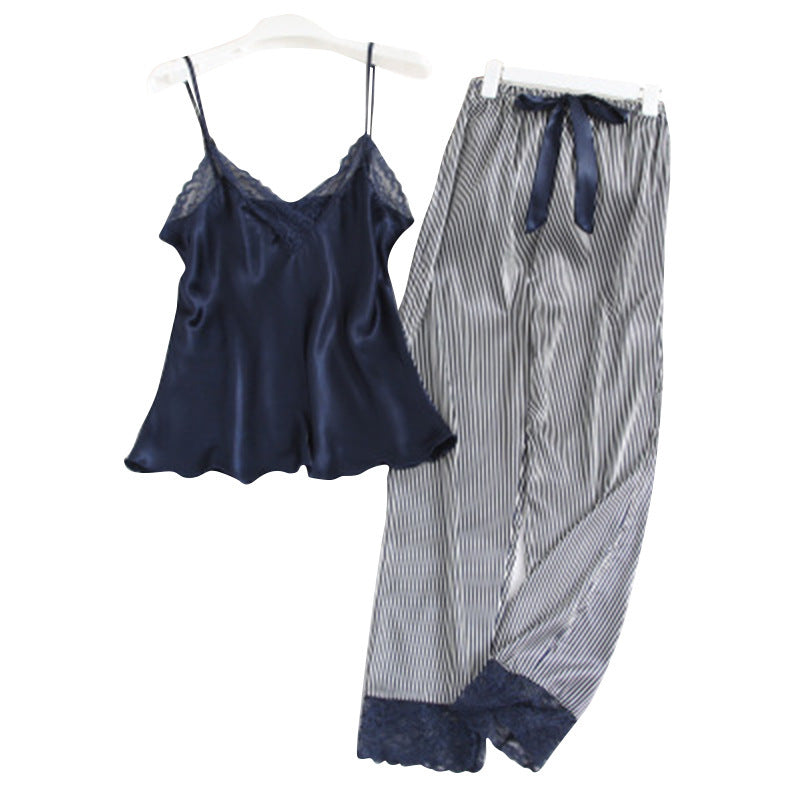 Lace sling stripe home service suit women