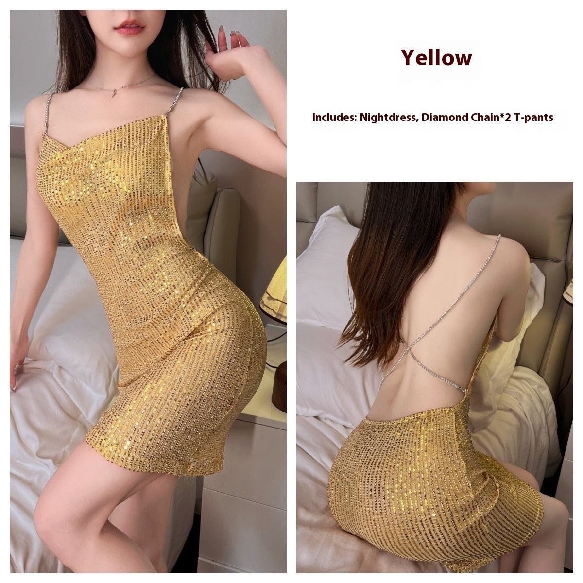 Women's Sexy No Back Pajamas Suspenders
