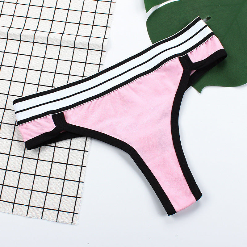 Pure Cotton Thong Ladies Sexy Striped Sports Pants Yoga Fitness T Pants