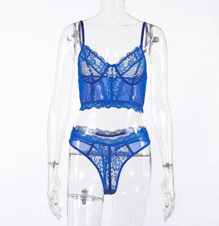 Sexy Eyelash Stitching Lace See-Through Suit