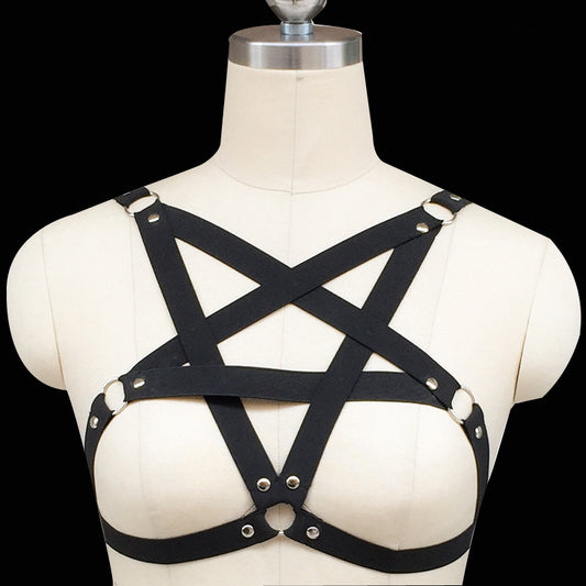 Pentagram Straps Lingerie Hollow Cross Rivets Beautiful Back